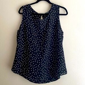DKNY Black & White Polka Dot Sleeveless Blouse Tank Top size L